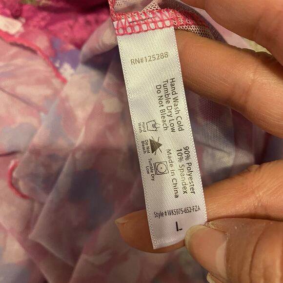 French Affair Purple Floral Babydoll Nightie & G-String Panty Lingerie Set Sz L - Picture 4 of 9